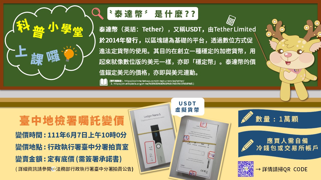 台中分署0607拍賣泰達幣宣導海報