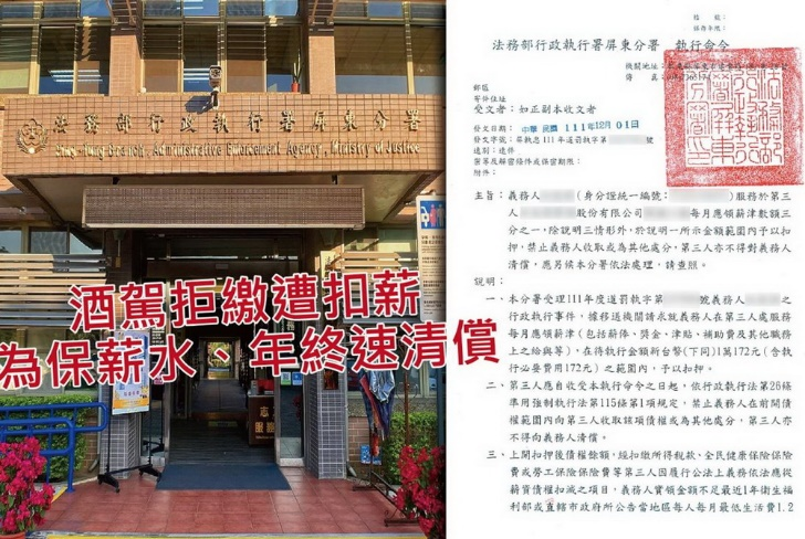 家門前酒駕挨罰　為領年終獎金立馬繳清罰鍰